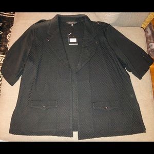 3/4 length sleeve blazer-type textured sweater